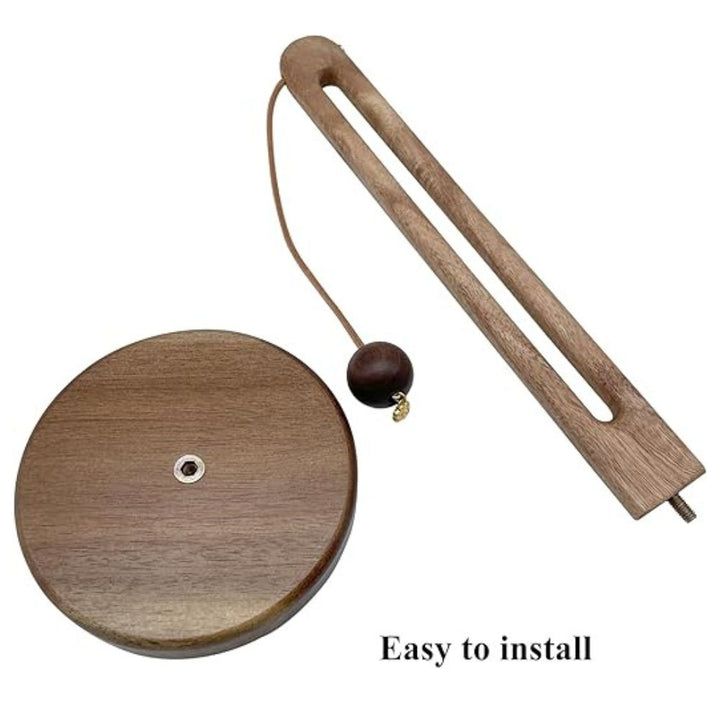 Acacia wood paper roll stand with a wooden ball stopper and a screw base.