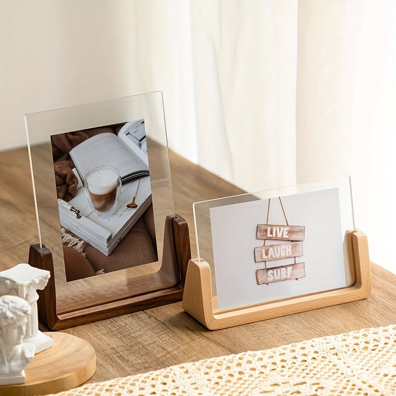 Two U-shaped photo frames, one with a book and coffee, the other with a sign saying Live Laugh Surf.