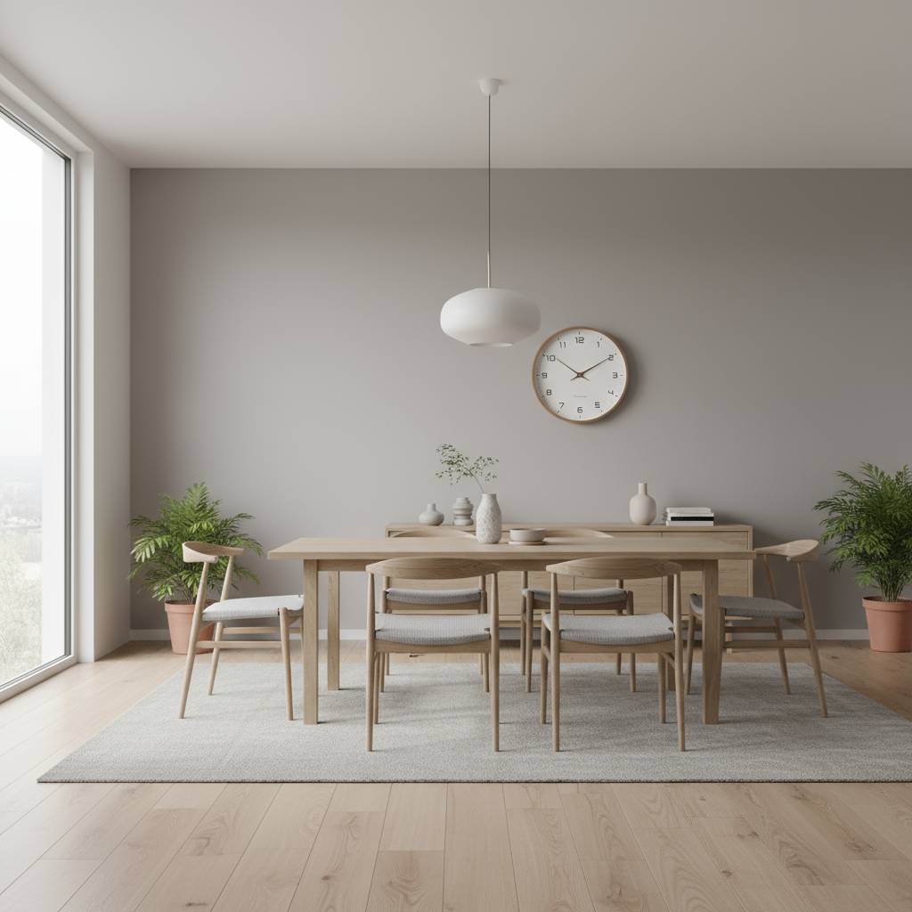 Nordic Wood Wall Clock with a light wood frame and white dial, showing 10:08.