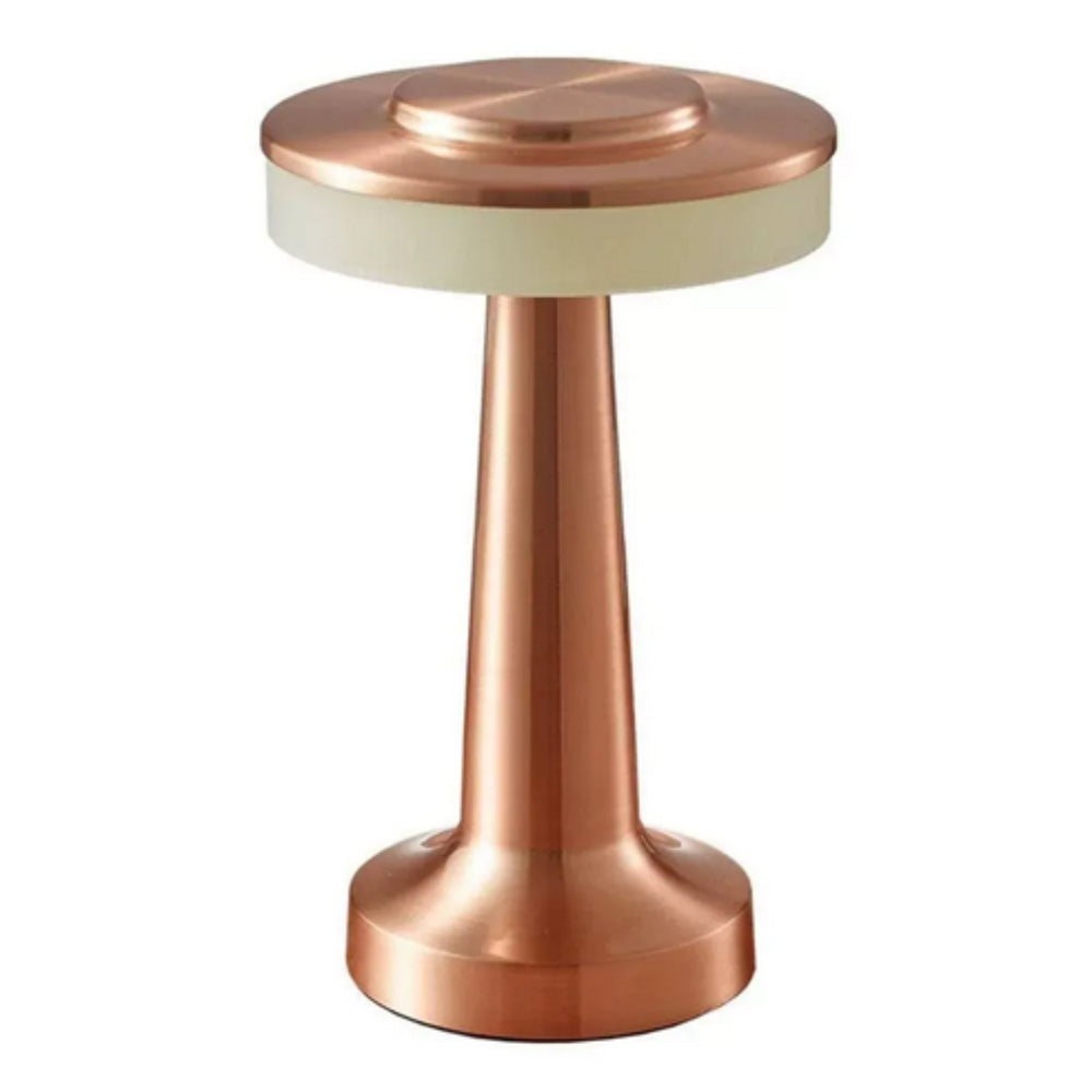 Copper Dome cordless table lamp with a warm ambient glow and a touch control top.