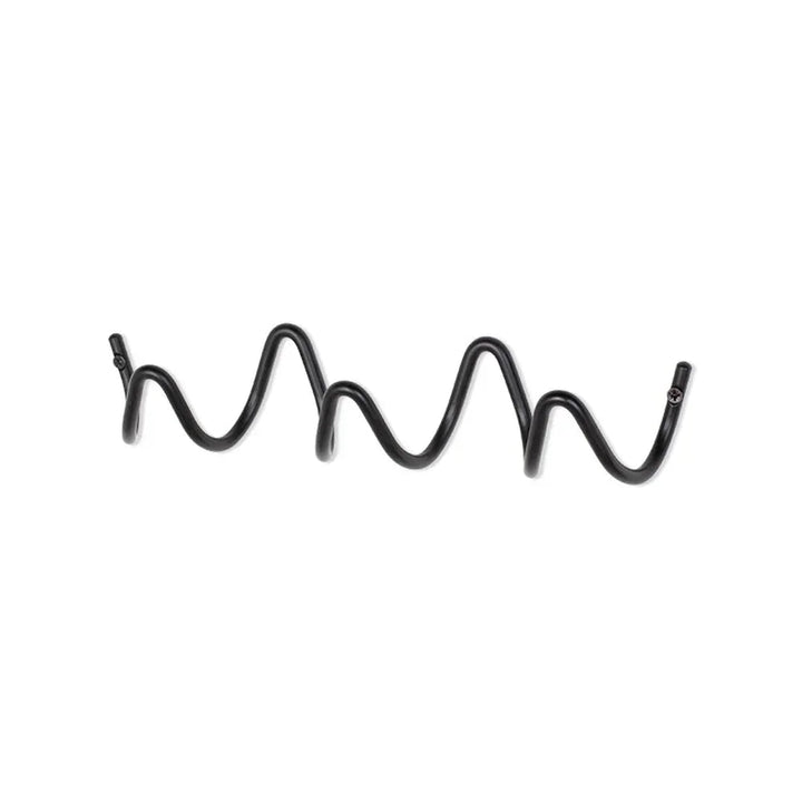 Black wrought iron wall hook rack with an ocean wave design.