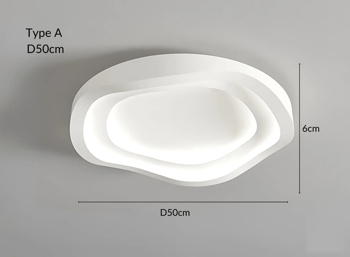 White contemporary flush mount ceiling light, Type A, 50cm diameter, 6cm height.