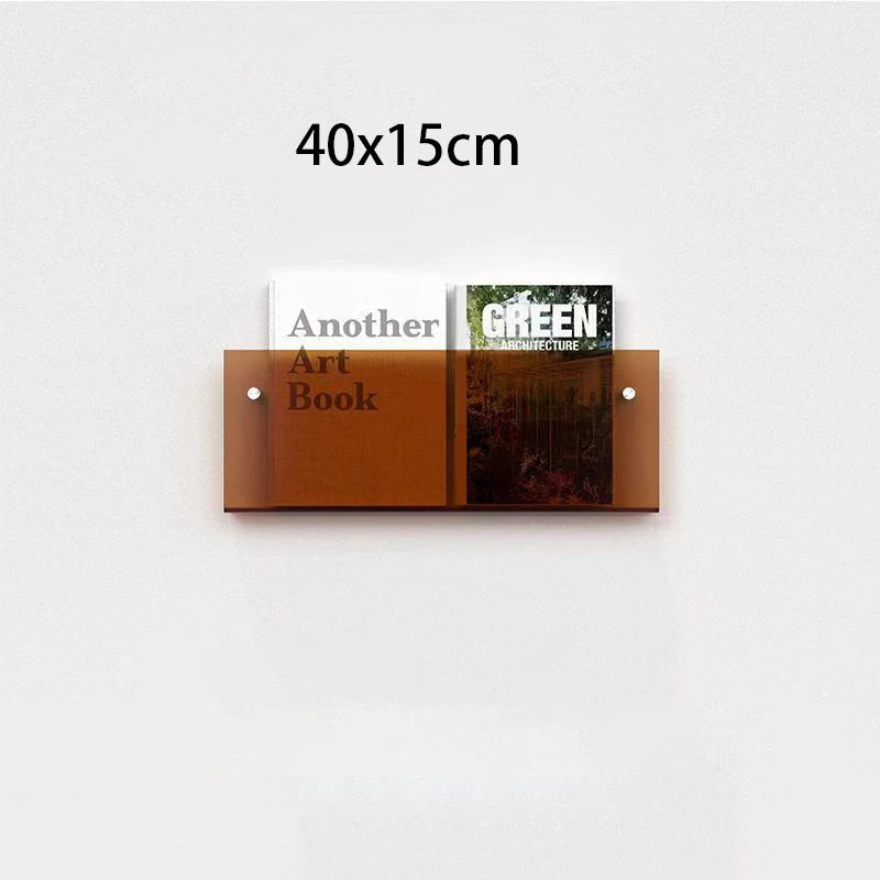 40x15cm modern acrylic floating shelf holding two books: &
