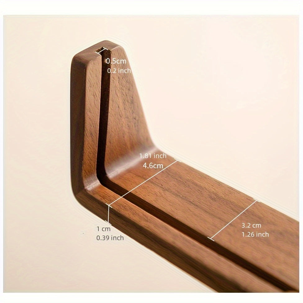 Close-up of a wooden stand showing dimensions: 0.5cm (0.2 inch) slot width, 1.81 inch (4.6cm) length, 1cm (0.39 inch) depth, and 3.2cm (1.26 inch) width.