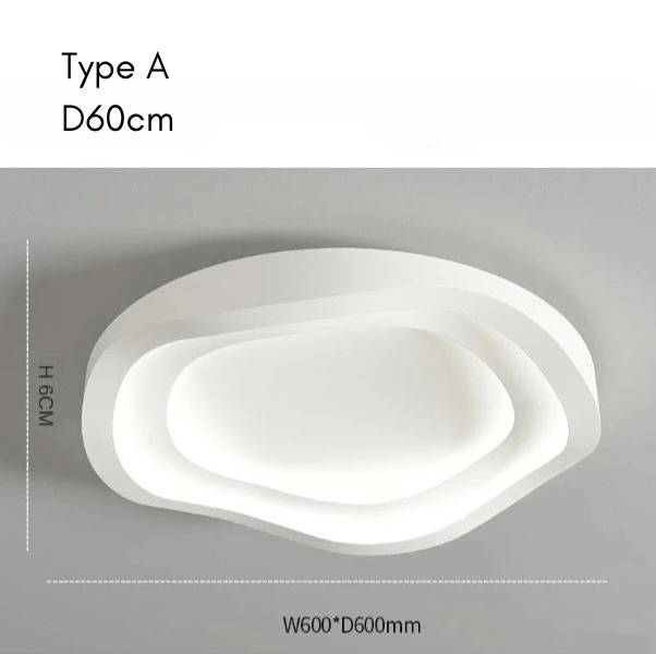Modern white ceiling light, Type A, 60cm diameter, 6cm height.