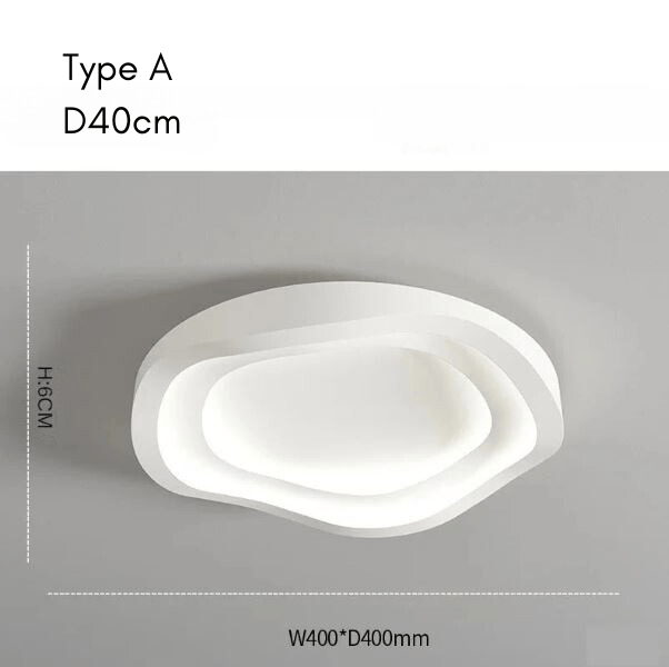 Modern white ceiling light, Type A, 40cm diameter, 6cm height.